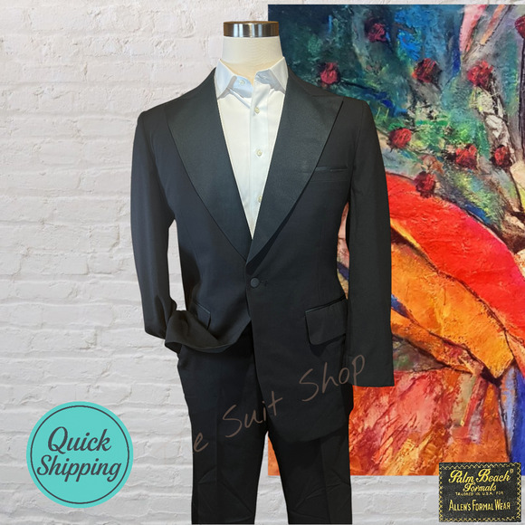 PalmBeach Other - Vintage Palm Beach Mens 43L 38x31 Black Tuxedo Single Button Tux
